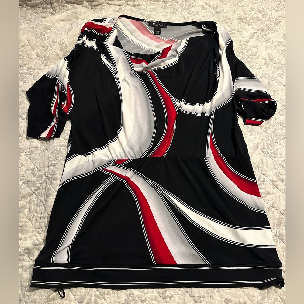 White House Black Market Geometric Drape Neck Tunic/Mini Dress